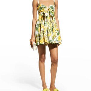 NWT Oscar de la Renta Banana-Print Tie-Front Mini Dress - Size 4 - Never Worn